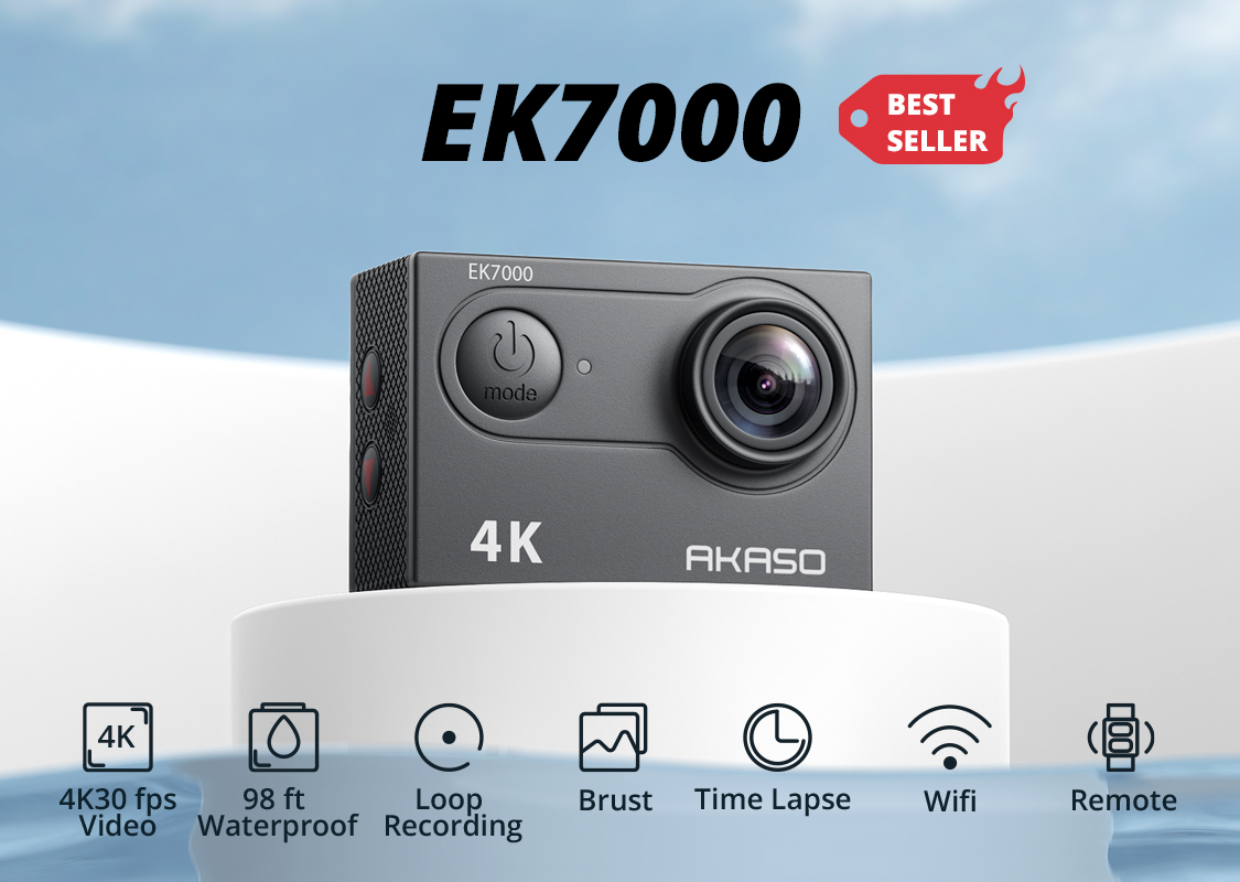 AKASO EK7000 Action Camera with Parkour Kit Bundle