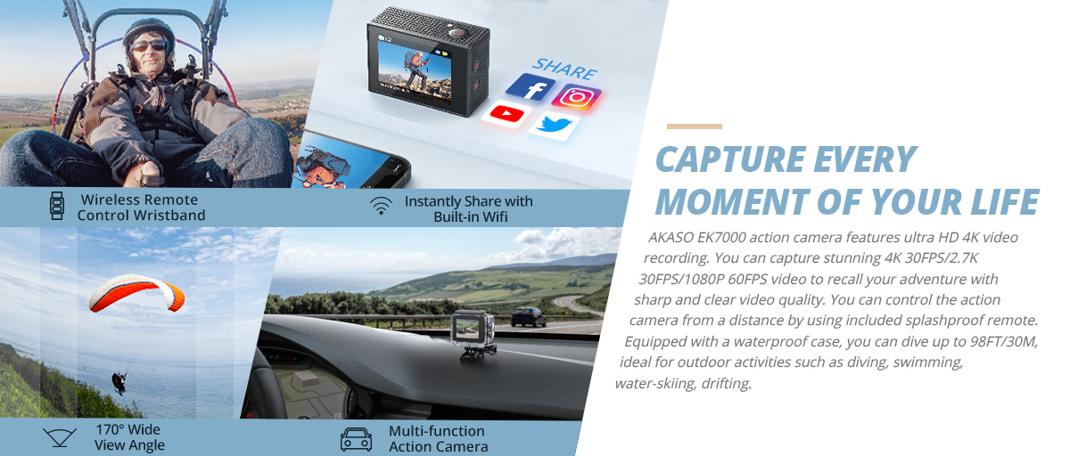Buy AKASO EK7000 Underwater Camera Sports 4K WiFi HD Action Camera